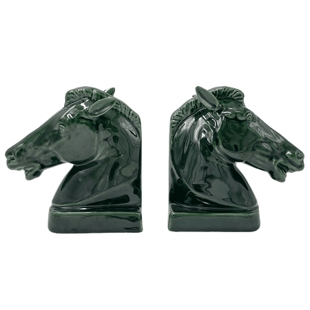 Pair of Emerald Green Horse Bookends