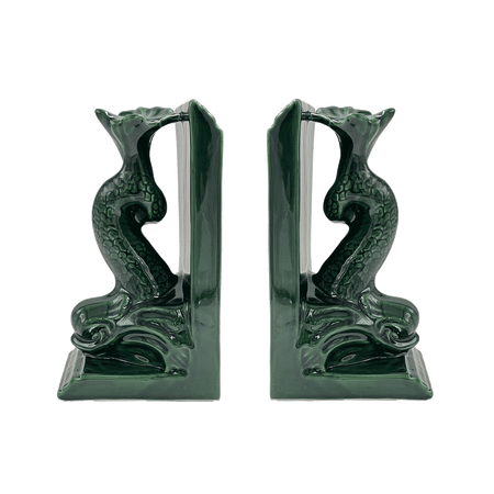 Pair of Emerald Green Dolphin Bookends
