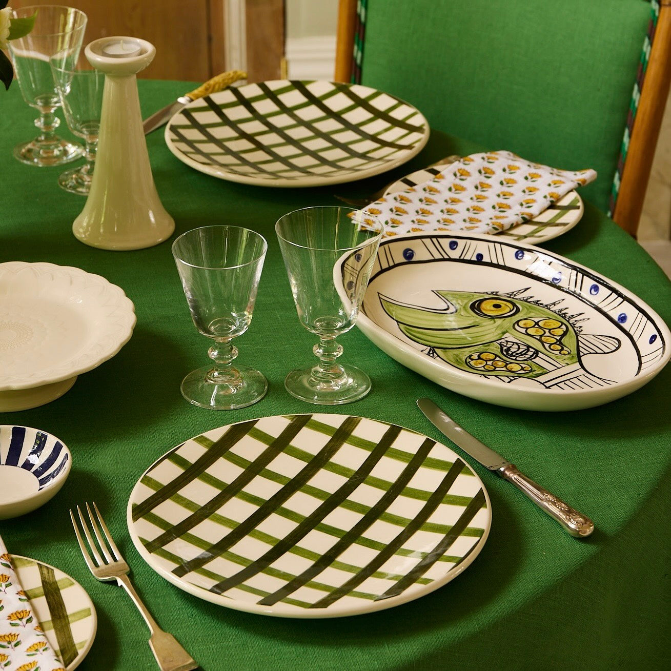 Green Trellis Dinner Plate