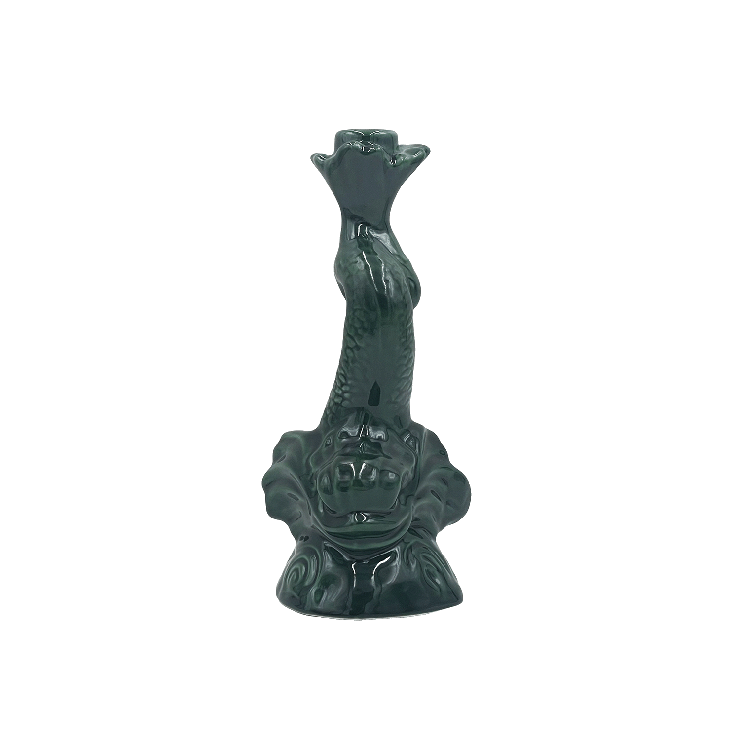 Emerald Green Dolphin Candlestick