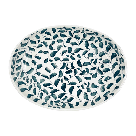 Small Green Scroll Oval Platter