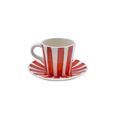 Red Stripes Espresso Cup & Saucer