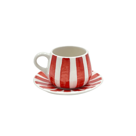 Red Stripes Coffee Cup & Saucer
