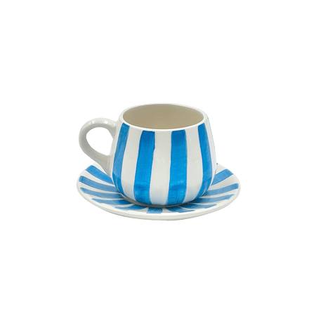 Light Blue Stripes Coffee Cup & Saucer