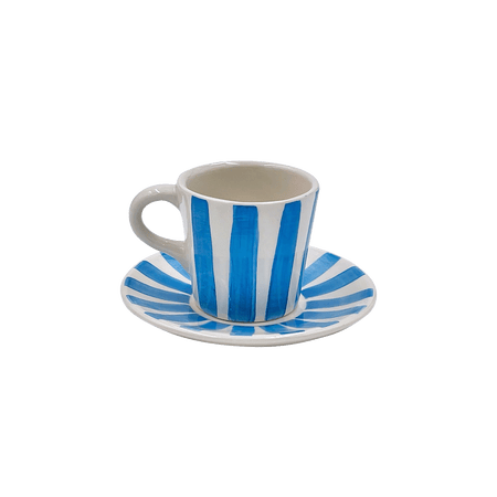 Light Blue Stripes Espresso Cup & Saucer