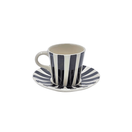 Black Stripes Espresso Cup & Saucer