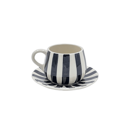 Black Stripes Coffee Cup & Saucer