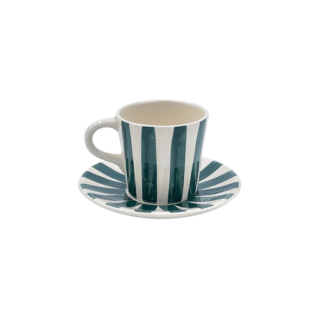 Green Stripes Espresso Cup & Saucer