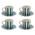 Green Stripes Espresso Cup & Saucers (Set of 4)