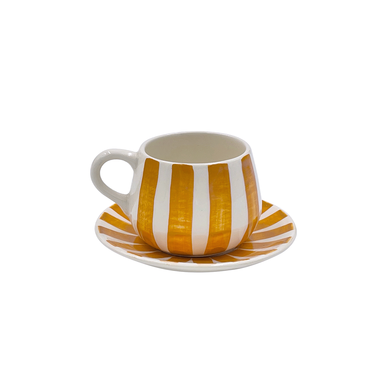 Yellow Stripes Coffee Cup & Saucer