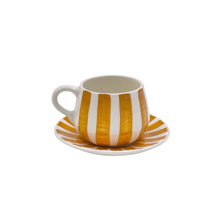 Yellow Stripes Coffee Cup & Saucer