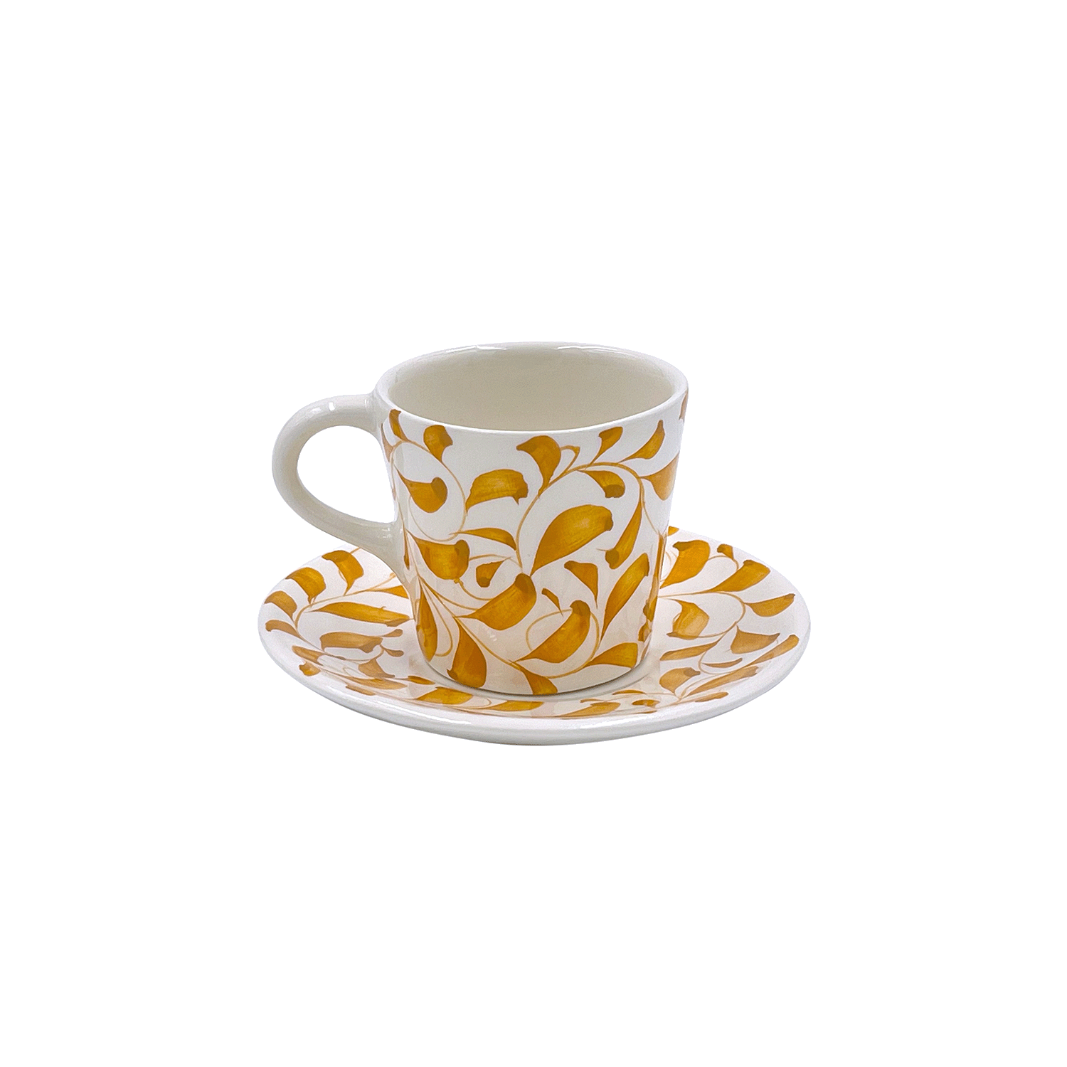 Yellow Scroll Espresso Cup & Saucer