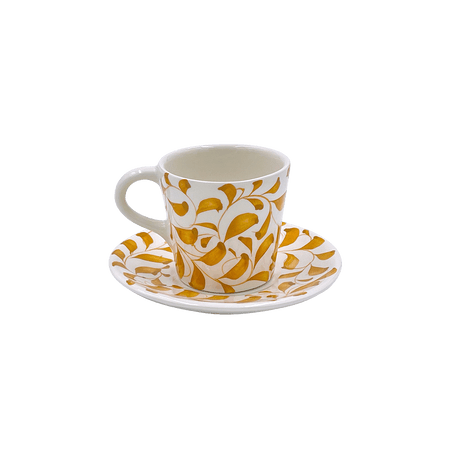 Yellow Scroll Espresso Cup & Saucer