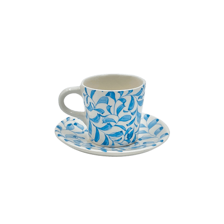 Light Blue Scroll Espresso Cup & Saucer