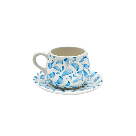 Light Blue Scroll Coffee Cup & Saucer