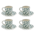 Green Scroll Espresso Cup & Saucers (Set of 4)