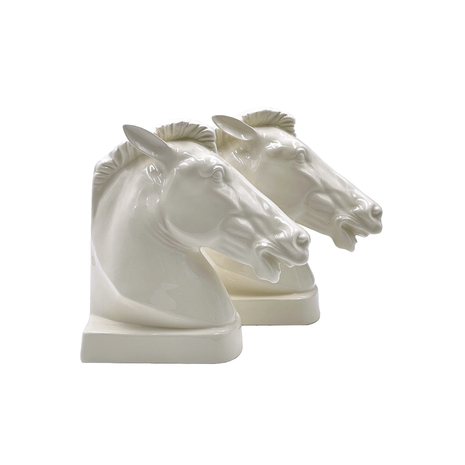 Pair of Cream Horse Bookends