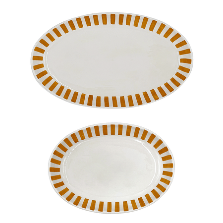 Yellow Stripes Serving Platters (Set of 2)