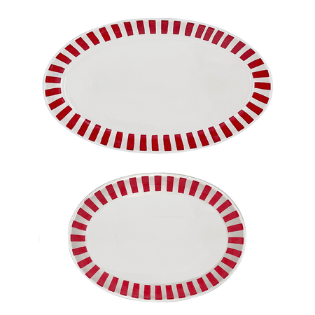 Red Stripes Serving Platters (Set of 2)