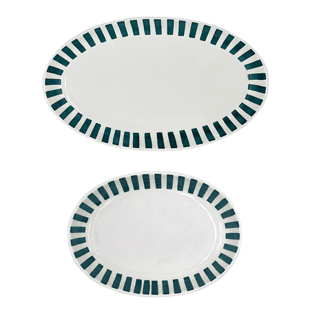 Green Stripes Serving Platters (Set of 2)