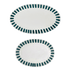 Green Stripes Serving Platters (Set of 2)
