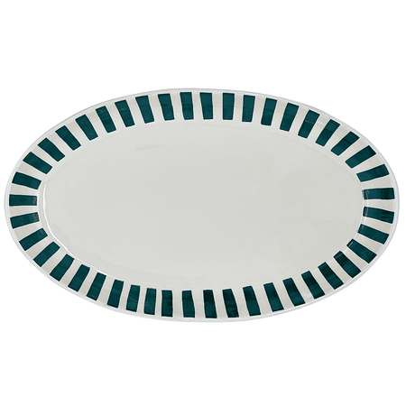Large Green Stripes Oval Platter