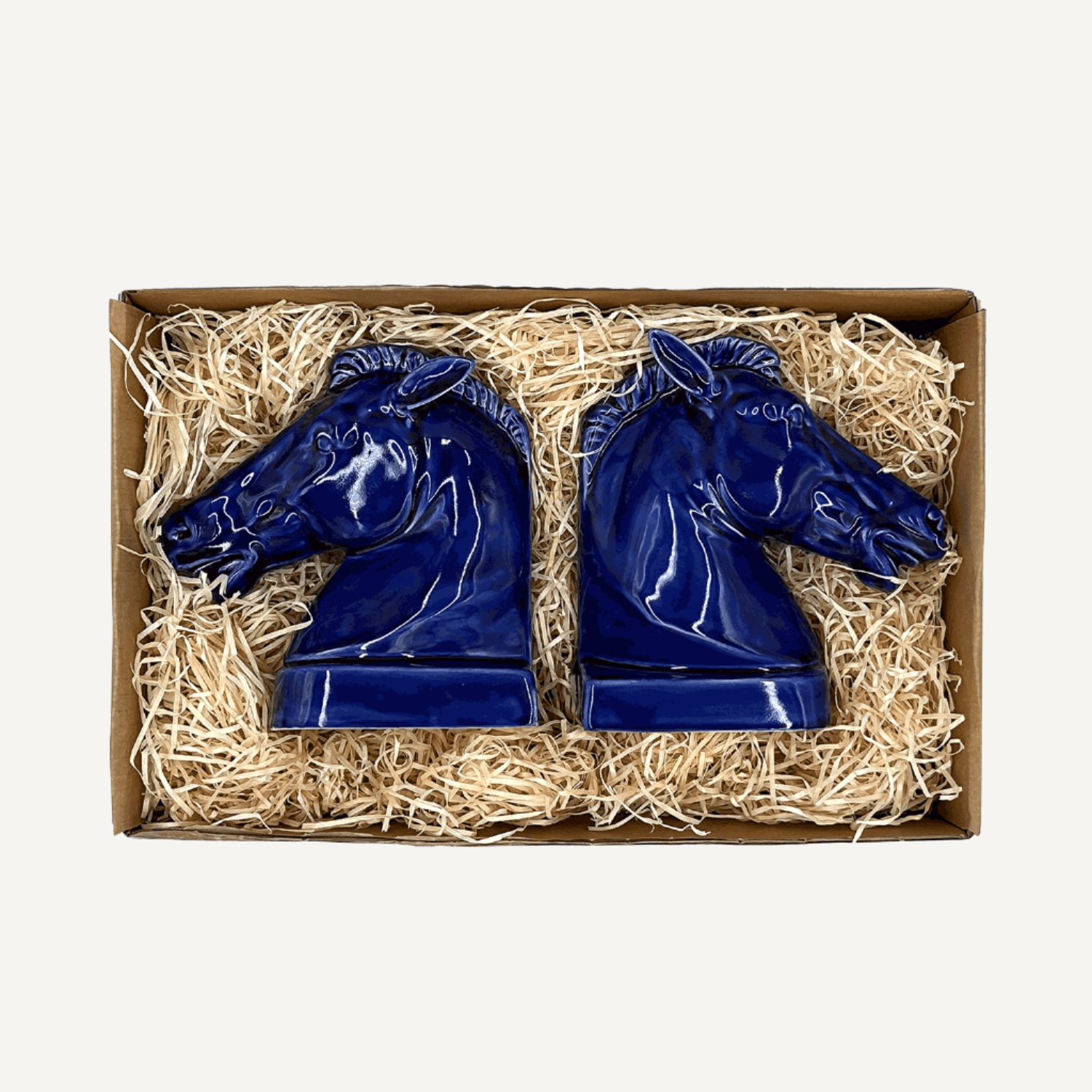 Pair of Blue Horse Bookends