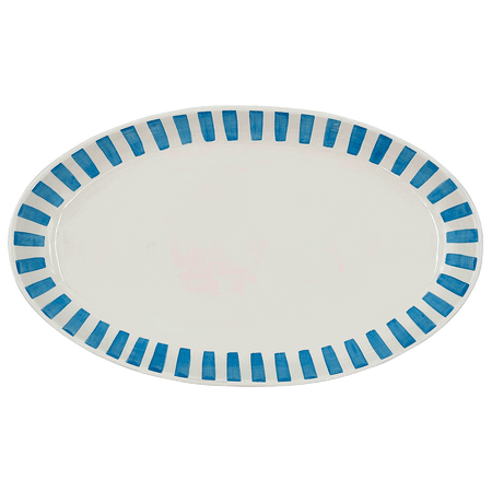 Large Light Blue Stripes Oval Platter