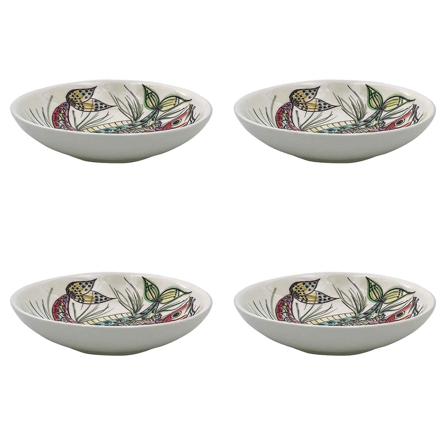 Red Aldo Fish Pasta Bowls (Set of 4)