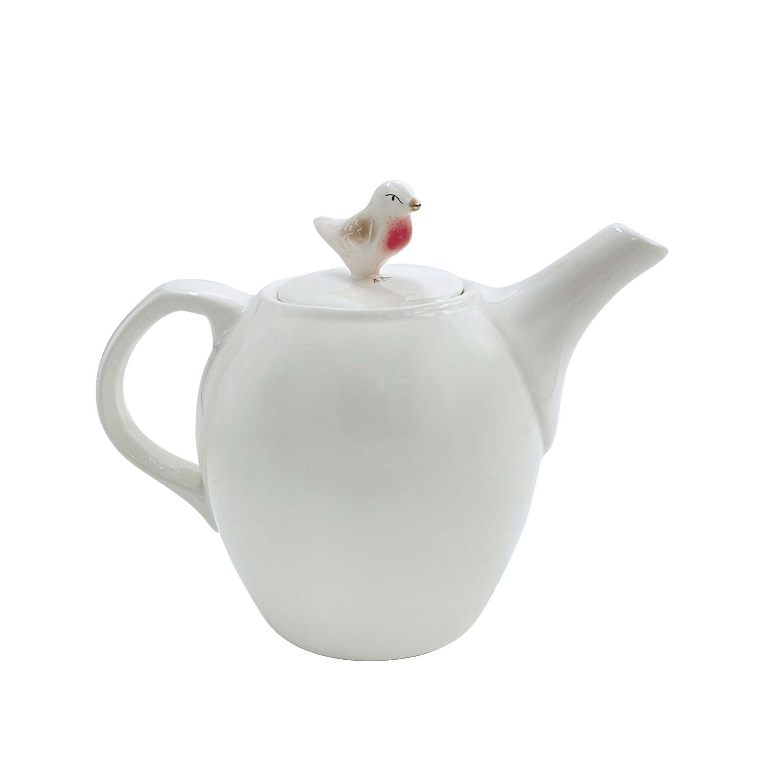 Cream Robin Teapot