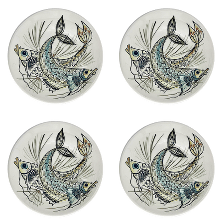 Blue Aldo Fish Dinner Plates (Set of 4)