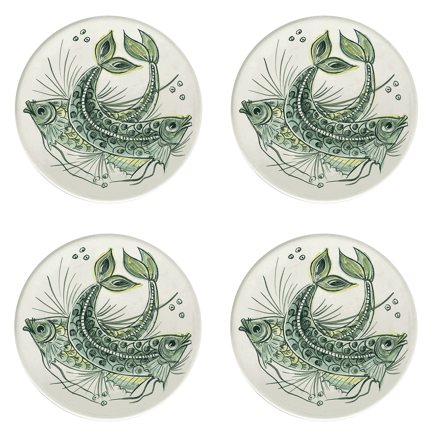 Green Aldo Fish Dinner Plates (Set of 4)