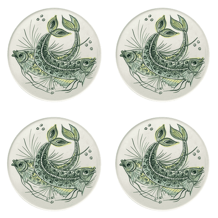 Green Aldo Fish Dinner Plates (Set of 4)