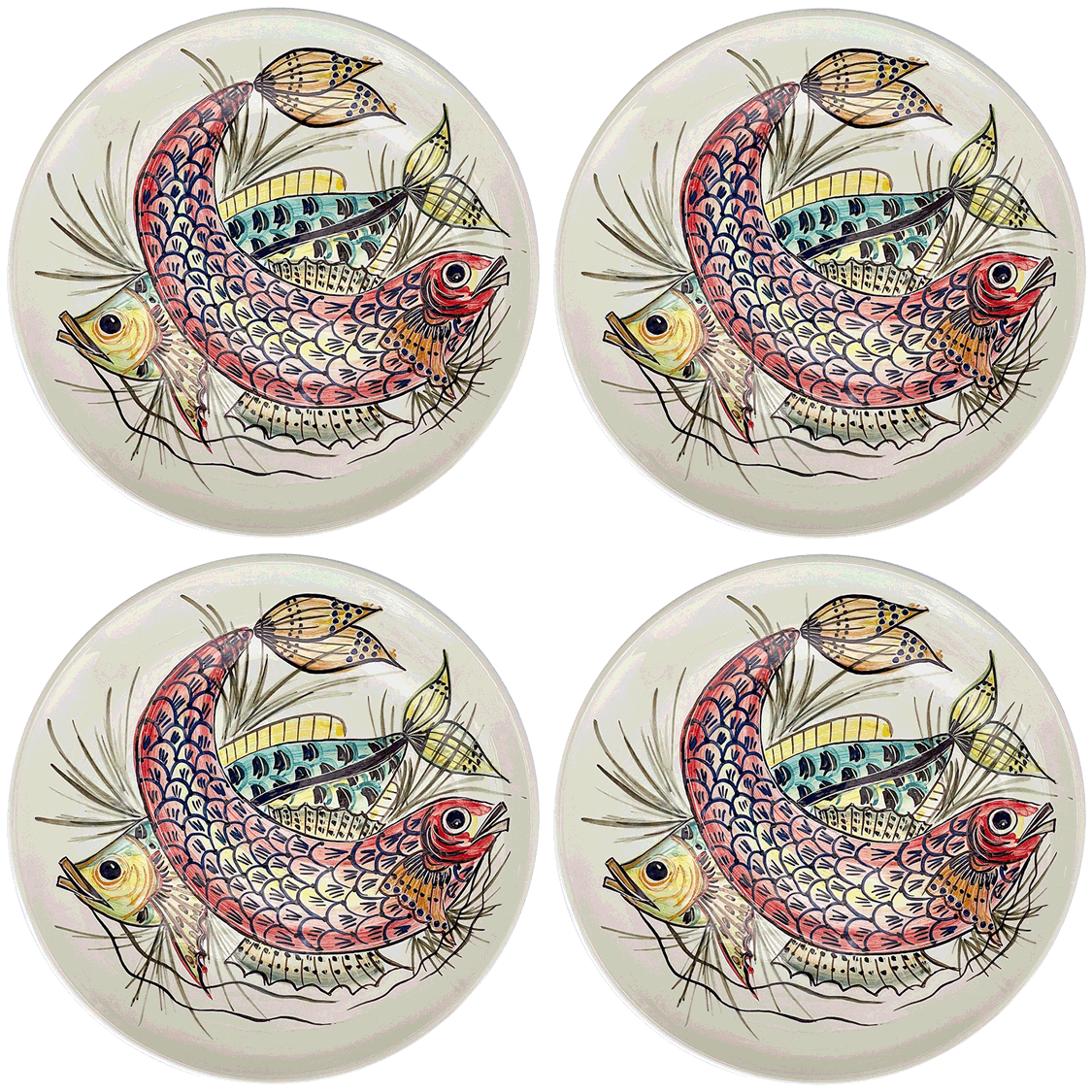 Red Aldo Fish Charger Plates (Set of 4)