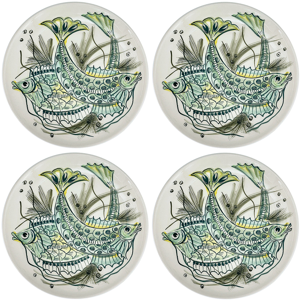 Green Aldo Fish Charger Plates (Set of 4)