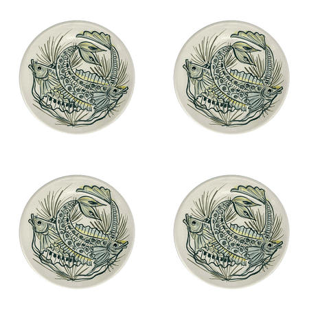 Green Aldo Fish Side Plates (Set of 4)