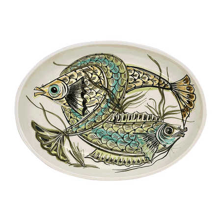 Small Blue Aldo Fish Oval Platter