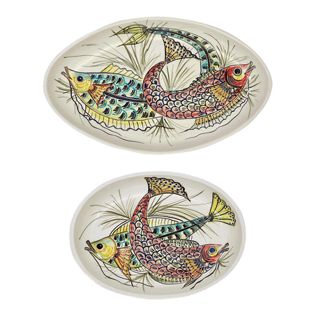 Red Aldo Fish Serving Platters (Set of 2)