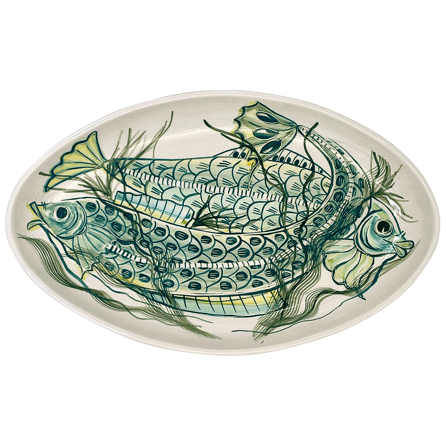 Large Green Aldo Fish Oval Platter