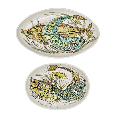 Yellow Aldo Fish Serving Platters (Set of 2)