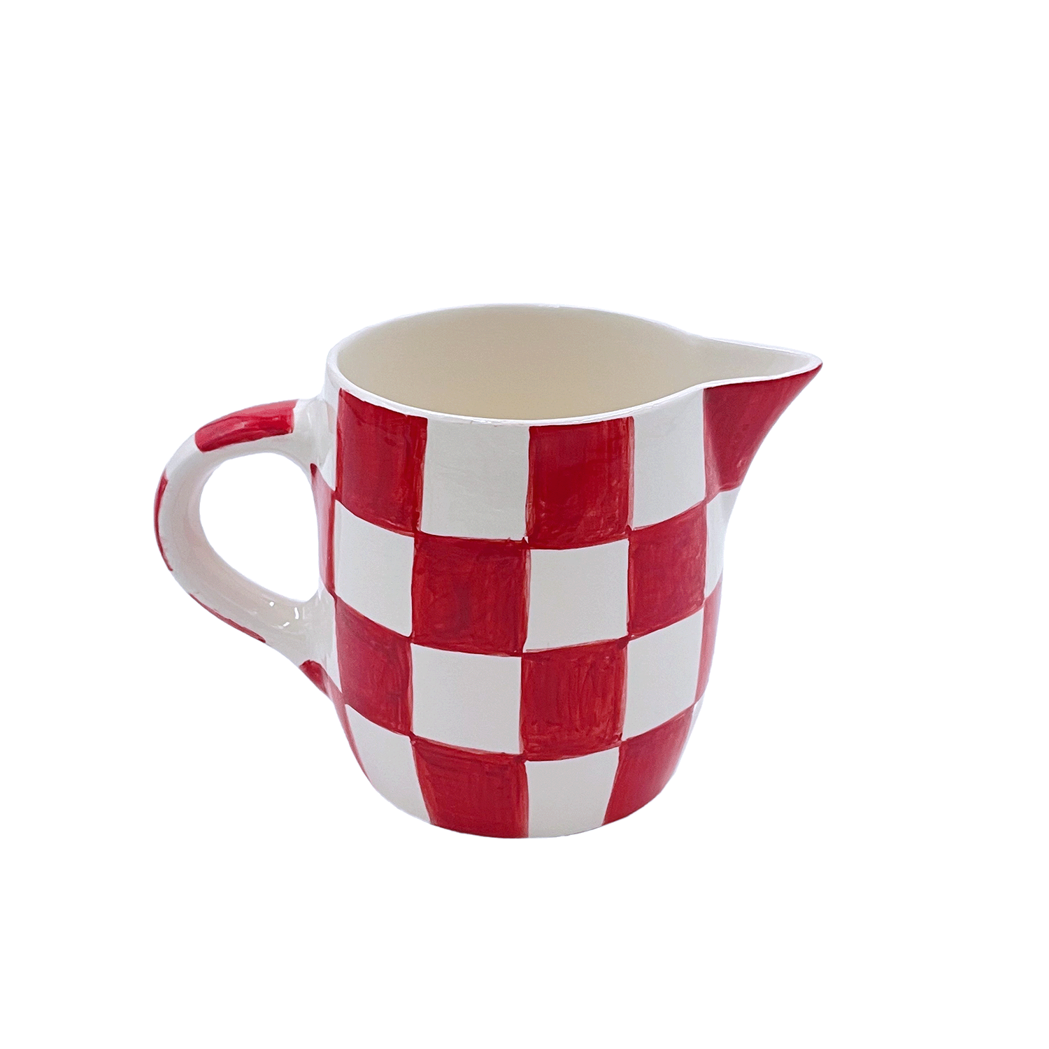 Red Checks Milk Jug