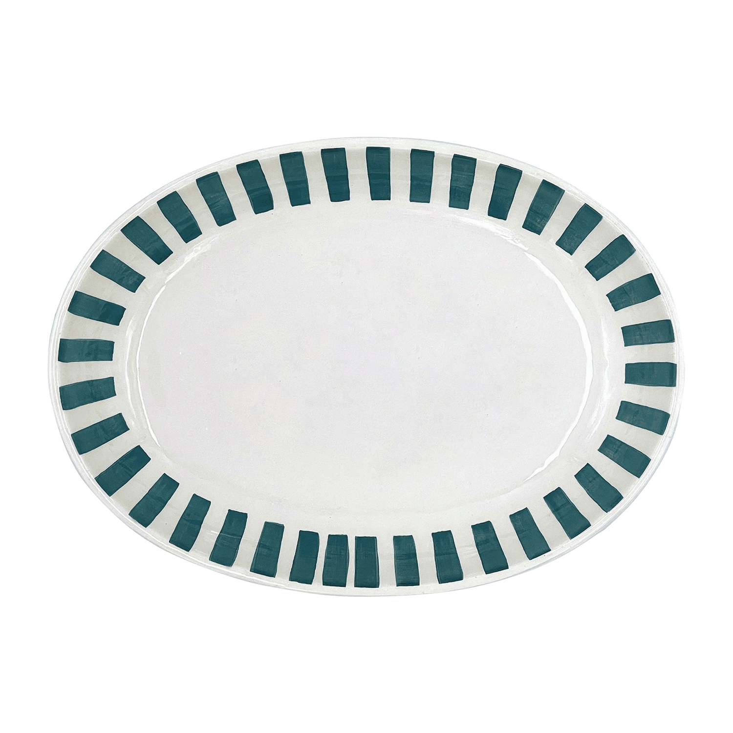 Small Green Stripes Oval Platter