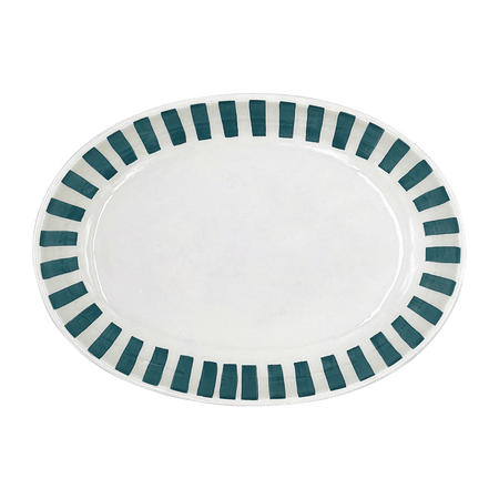 Small Green Stripes Oval Platter