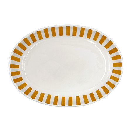 Small Yellow Stripes Oval Platter