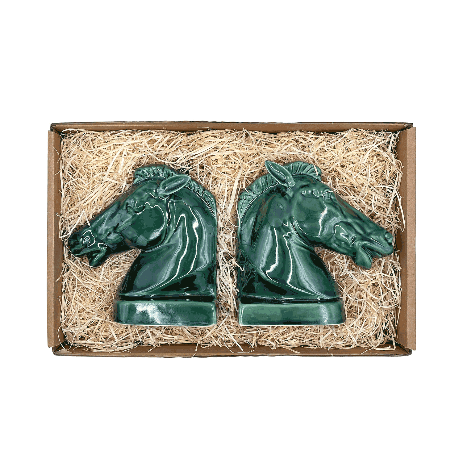 Pair of Emerald Green Horse Bookends