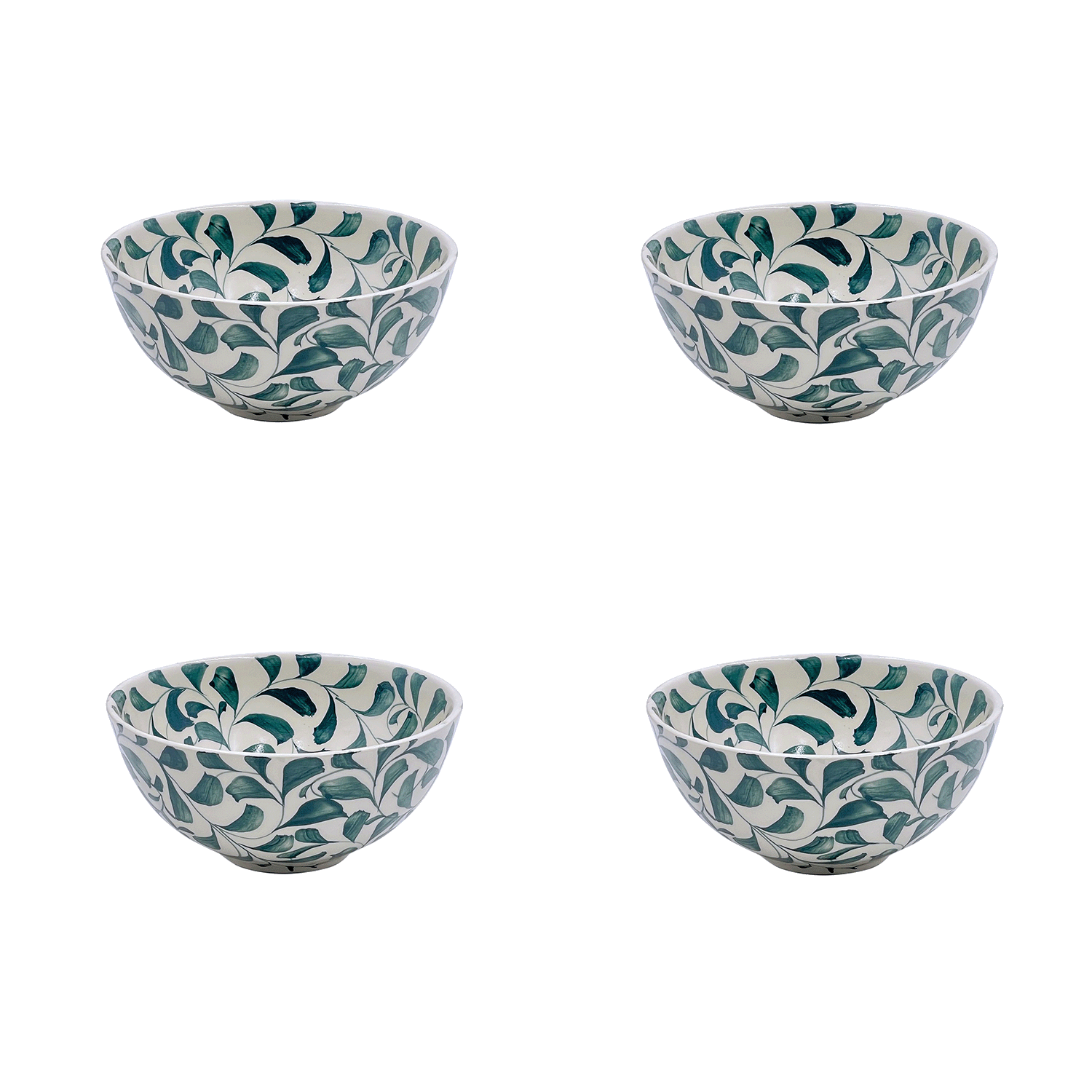 Small Green Scroll Bowls (Set of 4)