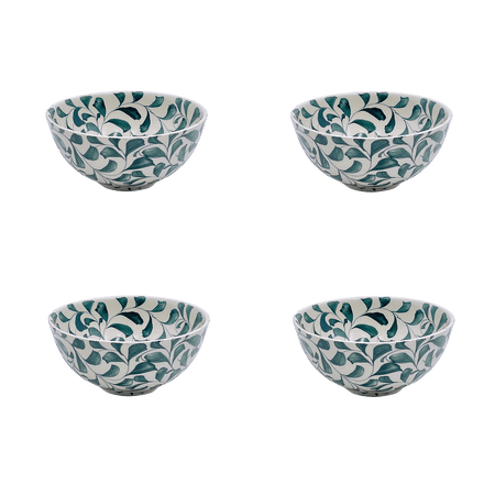 Small Green Scroll Bowls (Set of 4)