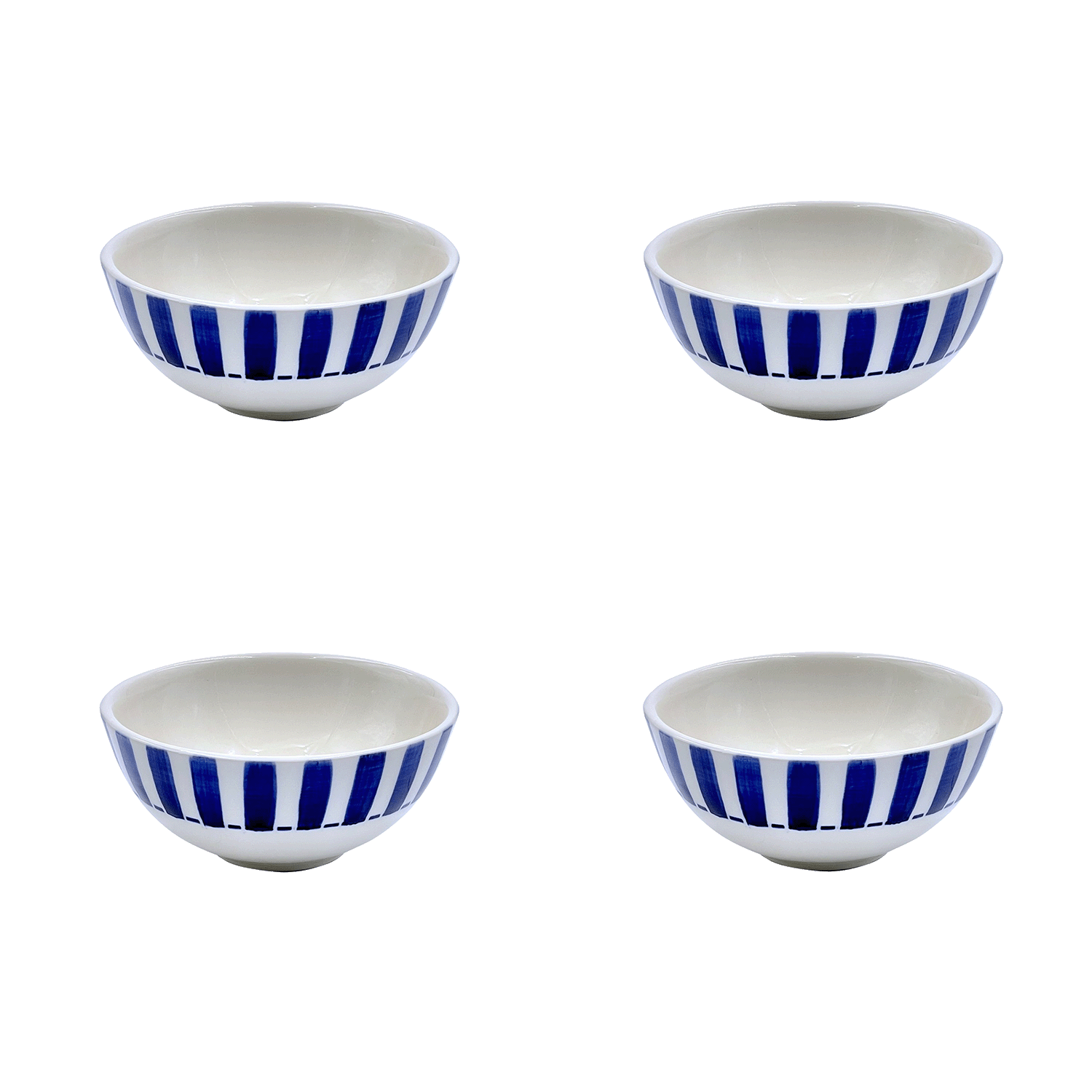 Small Navy Blue Stripes Bowls (Set of 4)