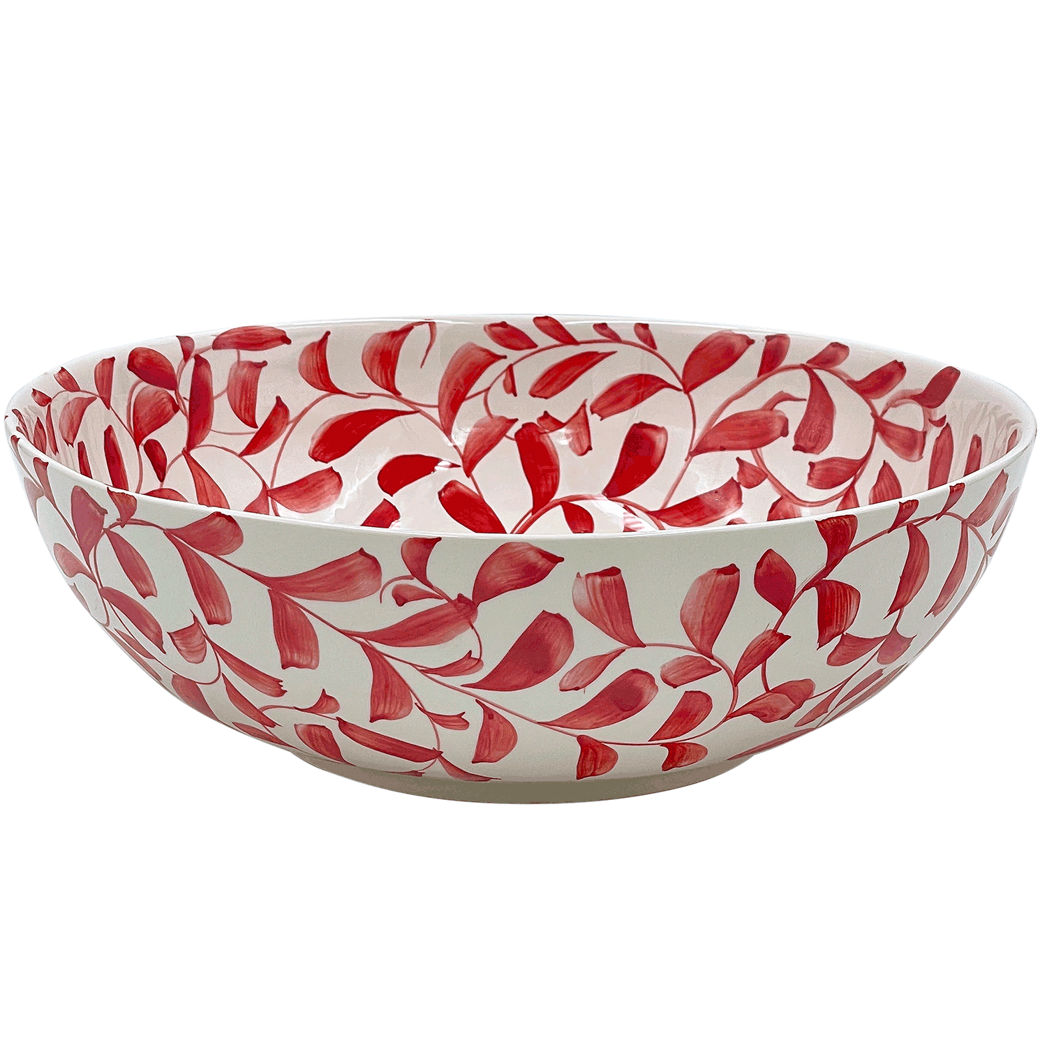 Red Scroll Salad Bowl