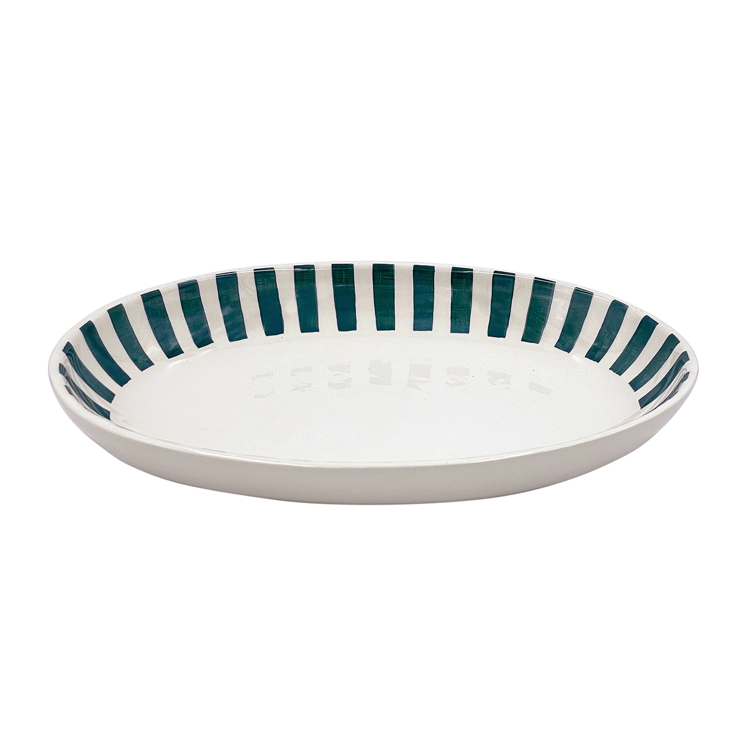 Small Green Stripes Oval Platter